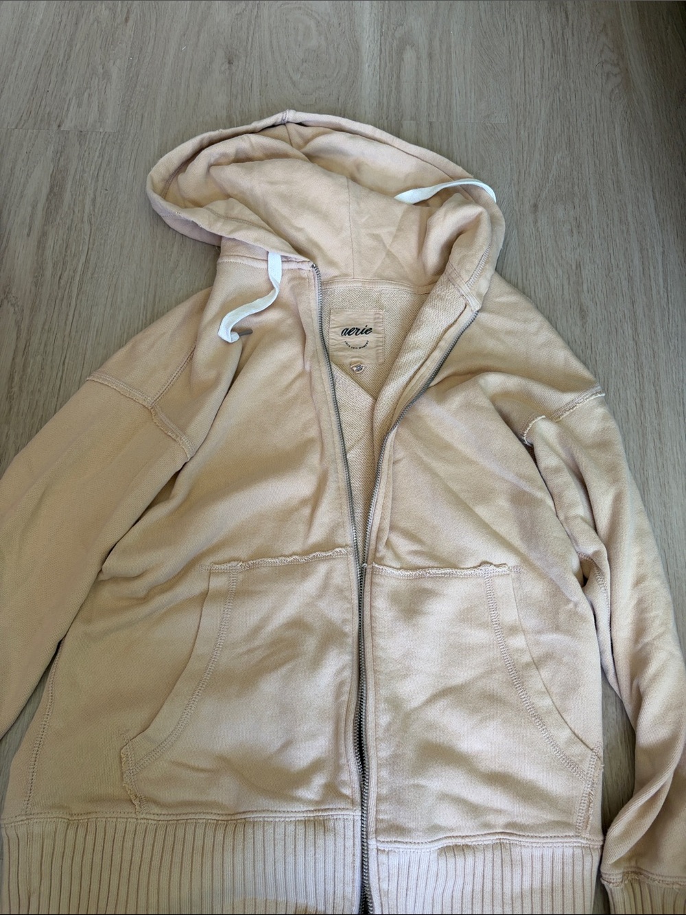 aerie Beige Full-Zip Hoodie